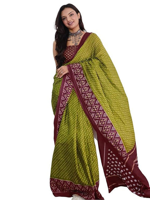 Siril Women'S Printed Cotton Saree With Unstitched Blouse Piece